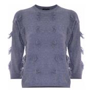 Kocca Charming Fringed Crew Neck Jumper Gray, Dam