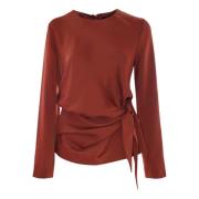 Kocca Elegant Draped Waist Blouse Brown, Dam