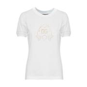 Dolce & Gabbana Avslappnad Bomull T-shirt med Unik Design White, Dam