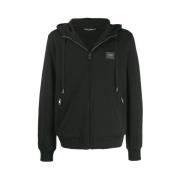 Dolce & Gabbana Svart Jersey Zip-up Hoodie Black, Herr