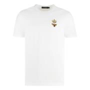 Dolce & Gabbana Räfflad Bomull Crew-Neck T-Shirt White, Herr