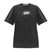 T by Alexander Wang T-shirt med logotyp Gray, Dam