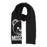 Moschino Teddybjörn Ullhalsduk - Enfärgat Mönster Black, Dam