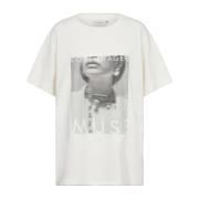 Copenhagen Muse Grafiskt Tryck Tee Top Jet Stream White, Dam