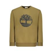 Timberland Grön Bomullsweatshirt med Logotyptryck Green, Herr