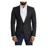 Dolce & Gabbana Elegant Martini Svart Ull Blazer Black, Herr