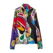 Emilio Pucci Grafiskt Tryck Sidenskjorta Lila Multicolor, Dam