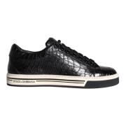 Dolce & Gabbana Svarta Lder Herr Lga Top Sneakers Black, Herr