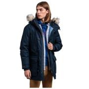 Gant Lång huva parka med pälskant Blue, Herr