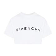 Givenchy Vit Bomull Cropped T-shirt White, Dam