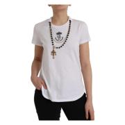 Dolce & Gabbana Vit Bomull Kedja T-shirt White, Dam