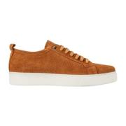 Exton Brun Läder Sneakers Lättvikt Perforerad Mocka Brown, Herr