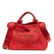 Prada Vintage Pre-owned Canvas handvskor Red, Dam