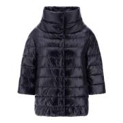 Herno Svart Nylon Cape med Tratt Hals Black, Dam