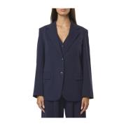 Max Mara Weekend Blå Bomull Jersey Blazer Blue, Dam