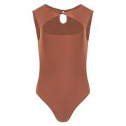 Jaaf Chokladbrun Knotted Sleeveless Bodysuit Brown, Dam