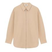 Aeron Denim Overshirt med Keramiska Knappar Beige, Dam