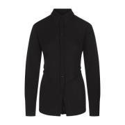 Alexander McQueen Svart Slim-Fit Skjorta med Italiensk Krage Black, Da...