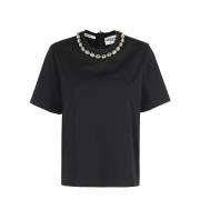 Essentiel Antwerp Broderad T-shirt för kvinnor Black, Dam