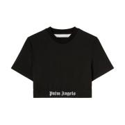 Palm Angels Svart Logo Crew Neck T-shirt Black, Dam