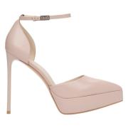 Estro Beige Platform Pumps med Fotledsrem Beige, Dam