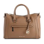 Michael Kors Central Dragkedja Läderhandväska Beige, Dam