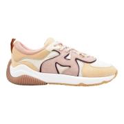 Hogan Platta skor i rosa-beige mocka och tyg Multicolor, Dam