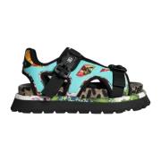 Dolce & Gabbana Färgglada Patchwork Slide Sandaler Multicolor, Herr