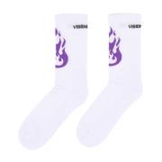 Vision OF Super Fire Logo Vita/Lila Strumpor White, Herr