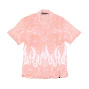 Vision OF Super Flames Bandana Print Short Sleeve Shirt Pink, Herr