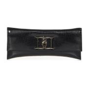 Dsquared2 Svart Orm-Effekt Läder Double D Clutch Black, Dam