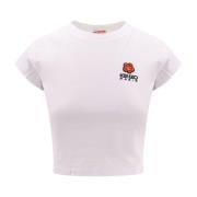 Kenzo Ekologisk Bomull T-shirt med Blomsterpatch White, Dam