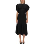 Victoria Beckham Elegant Midi Klänning Tillverkad i Portugal Black, Da...