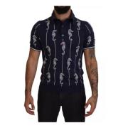 Dolce & Gabbana Sjöhäst Krage Polo T-shirt Mörk Silke Blue, Herr