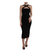 Dolce & Gabbana Svart Halter Sheath Midi Klänning Black, Dam