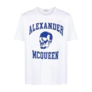 Alexander McQueen Varsity Skull Grafisk T-shirt Vit White, Herr