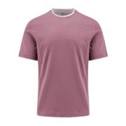 Brunello Cucinelli Bomull Crew-neck T-shirt med korta ärmar Purple, He...