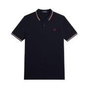 Fred Perry Blå Polo Skjorta med Dubbel Rand Blue, Herr