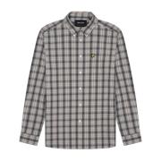 Lyle & Scott Rutig Poplin Skjorta Gray, Herr