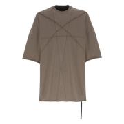 Rick Owens Brun Bomull T-shirt med Ribbat Mönster Brown, Herr