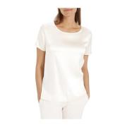 Juvia Viskos Rund Hals Kortärmad T-shirt Beige, Dam