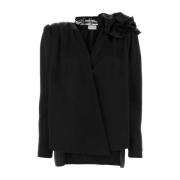 Magda Butrym Elegant Svart Satinblus Black, Dam