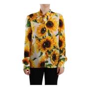 Dolce & Gabbana Solros Siden Ascot Blus Multicolor, Dam