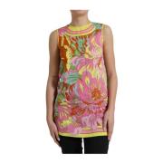 Dolce & Gabbana Blommig Silke Tank Top Multicolor, Dam