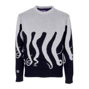 Octopus Grå Crewneck Tröja med Tentakelbroderi Gray, Herr