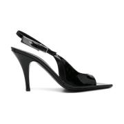 Gia Borghini Svart Patent Slingback Högklackade Skor Black, Dam