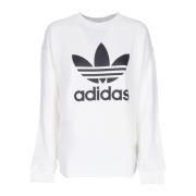 Adidas Vit Crewneck Sweatshirt med Trefoil Logo White, Dam