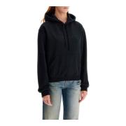 Marc Jacobs Broderad Bomull Jersey Hoodie Sweatshirt Black, Dam