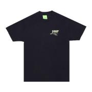 HUF Svart Crew Neck Tee med Green Buddy Print Black, Herr