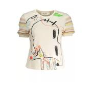 Desigual Stiligt tryckt T-shirt med kontrasterande accenter Multicolor...